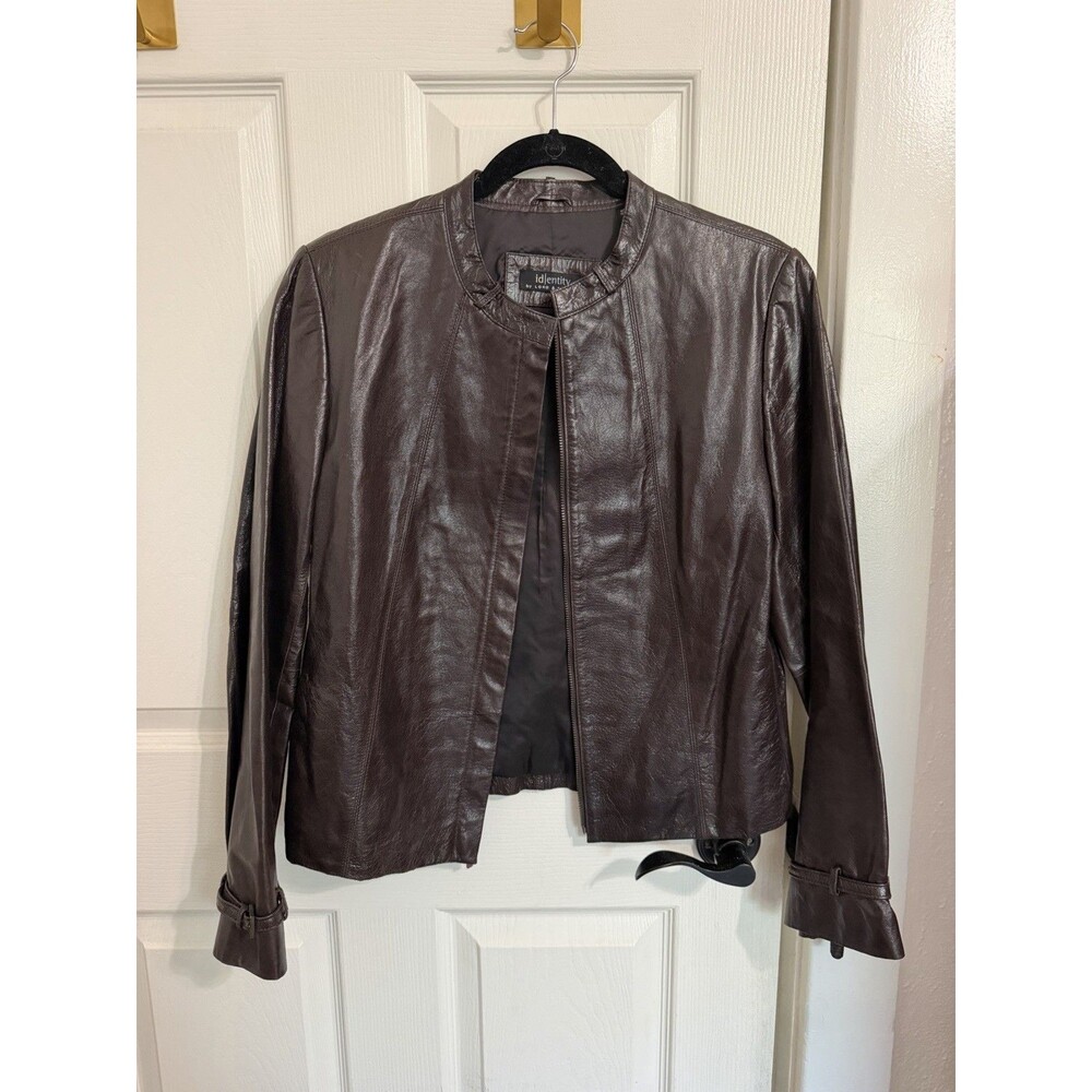 VTG Lord & Taylor Dark Chocolate Leather Jacket Womens Sz 10 Zip Up